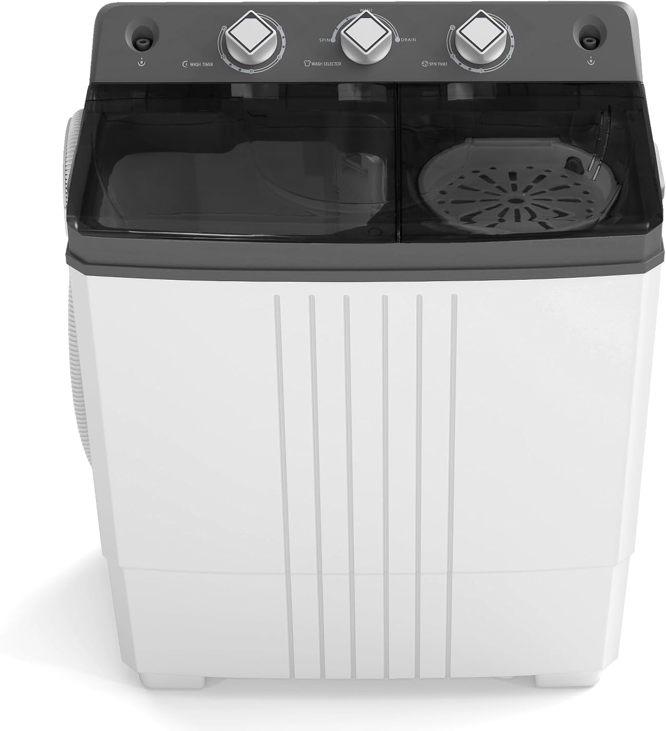 COSTWAY Portable Washing Machine, Twin Tub 20 Lbs Capacity with Drain Pump, Laundry Washer 12 Lbs and Spinner 8 Lbs with Timer Control, Perfect for Apartment Dorm RV, Grey+White