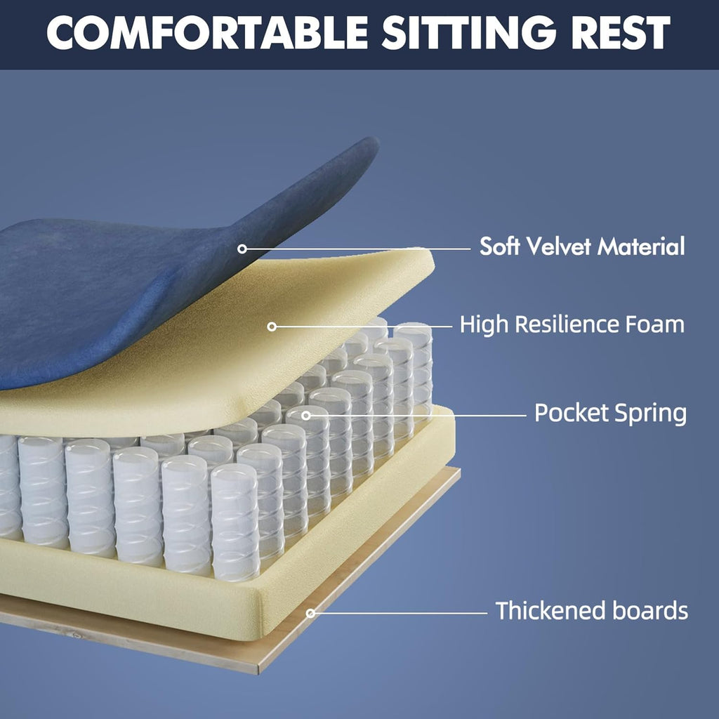 Ferghana Velvet Fabric Gaming Chair with 20.5″ Wider Seat Cushion, Fire Embroidery Ergonomic High Back Game Chair with Footrest, Computer Chair with Massage Lumbar Support for Adult, Navy