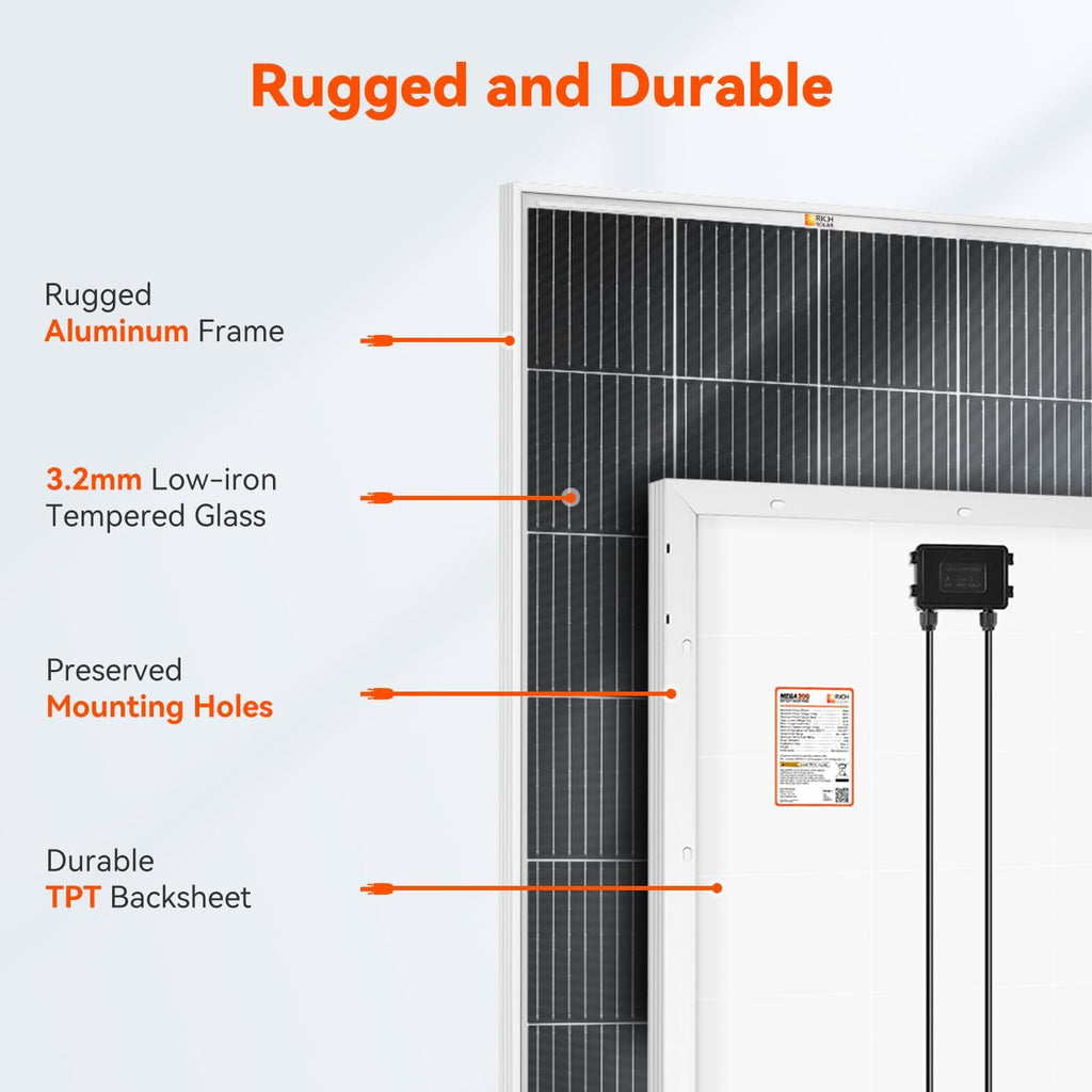 RICH SOLAR 600 Watt Premium Solar Kit - 3 Pack of 200W Panel, 40A MPPT Charge Controller, Bluetooth Module Fuse, Mounting Z Brackets, Adaptor Kit, Tray Cables Set, Off-Grid 12V Solar Power System