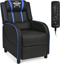 DORTALA Massage Gaming Chair for Adults, Adjustable Recliner Sofa w/Footrest and Massage Function, Adjustable Living Room Recliner, Home Theater Seating, PU Leather, 330LBS Weight Capacity, Blue