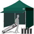 Eurmax USA 10x10 Pop Up Canopy,Commercial Tent with Patented No-Tip Rolling Bag,24sqft Extension Awning & 4 Zippered Removable Walls,UV & Water Resistant,Heavy Duty Instant Shelter Gazebo,Forest Green