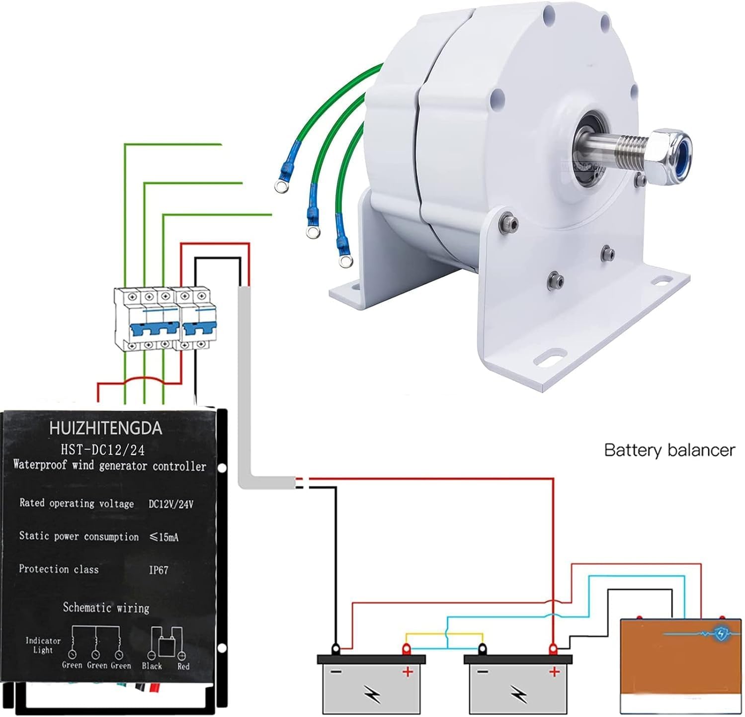 Electric Generator 3000W Low Speeds 3 Phase Gearless Permanent Magnet AC Alternators for Wind Water Turbine Home Use,48v