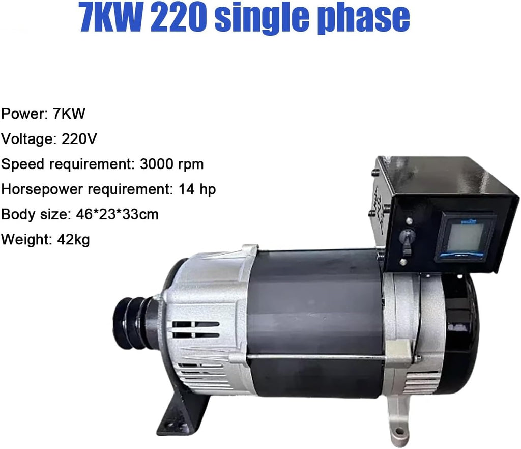 High Power 5KW-10KW Belt-Driven Generator - Copper Coil, 220V/380V AC, Single/Three Phase - Portable Gas/Diesel Engine Backup Power Supply for Home & Outdoor Use