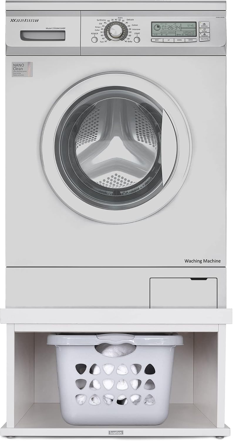 Ivation | Wooden Laundry Pedestal for Washer & Dryer, Made to Fit All Machines - Whirlpool, LG, GE, Samsung, and More, Made of Durable Solid Wood Material, 33.86' x 29.92'