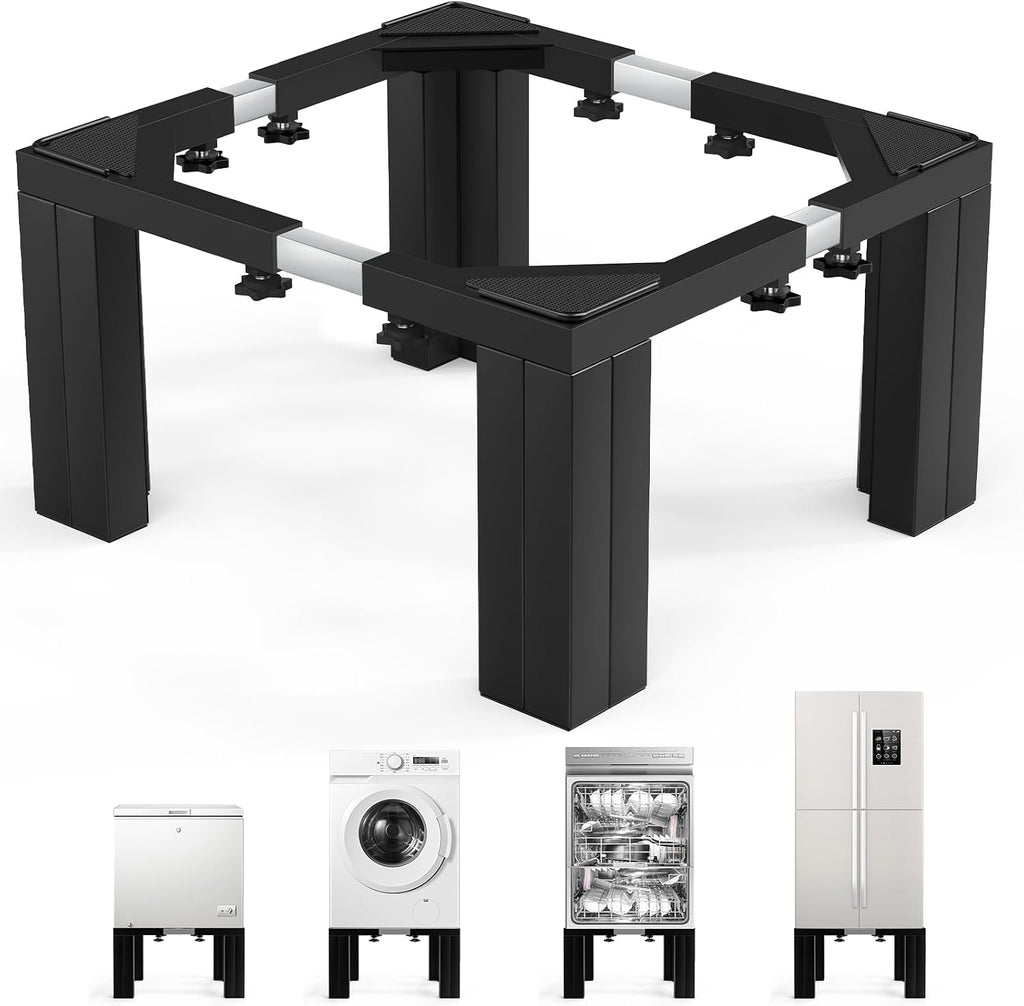 Full Size Laundry Pedestal 12' Height Washer and Dryer Pedestals , Universal Fit 1100lbs Capacity Adjustable Washing Machine Stand, Dryer Base Platform Heavy Duty Mini Fridge Stand(Matte Black)