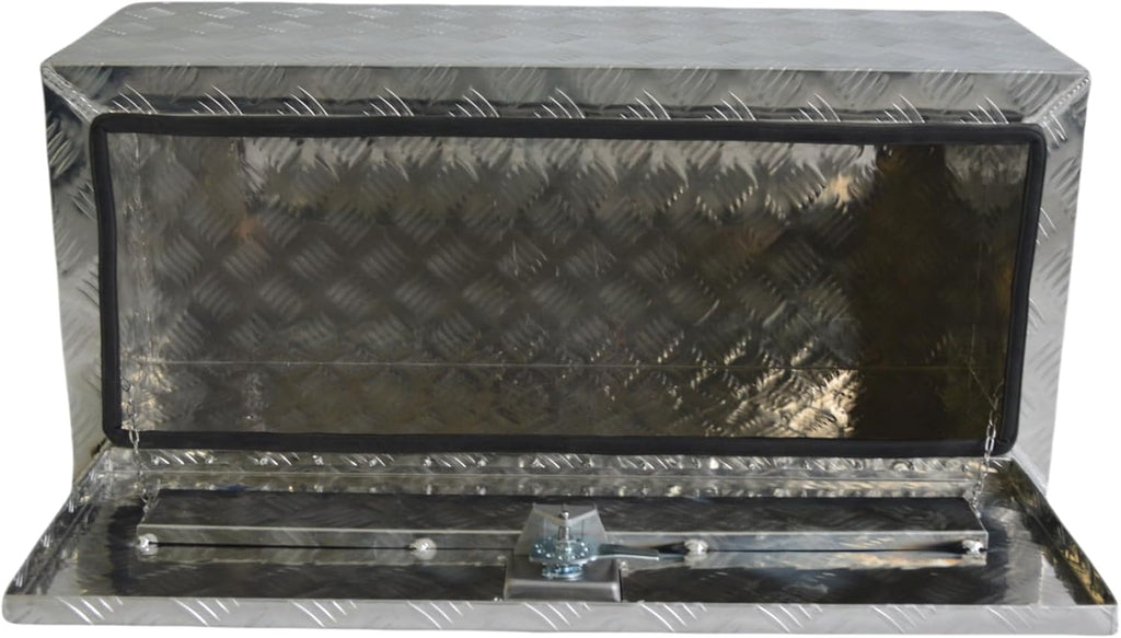 Aluminum Underbody Truck Bed Box 36'×14'×16' Heavy Duty Diamond Plate Toolbox Pickup Storage Boxes with T-Handle Latch and Keys for Storage and Organization Silver