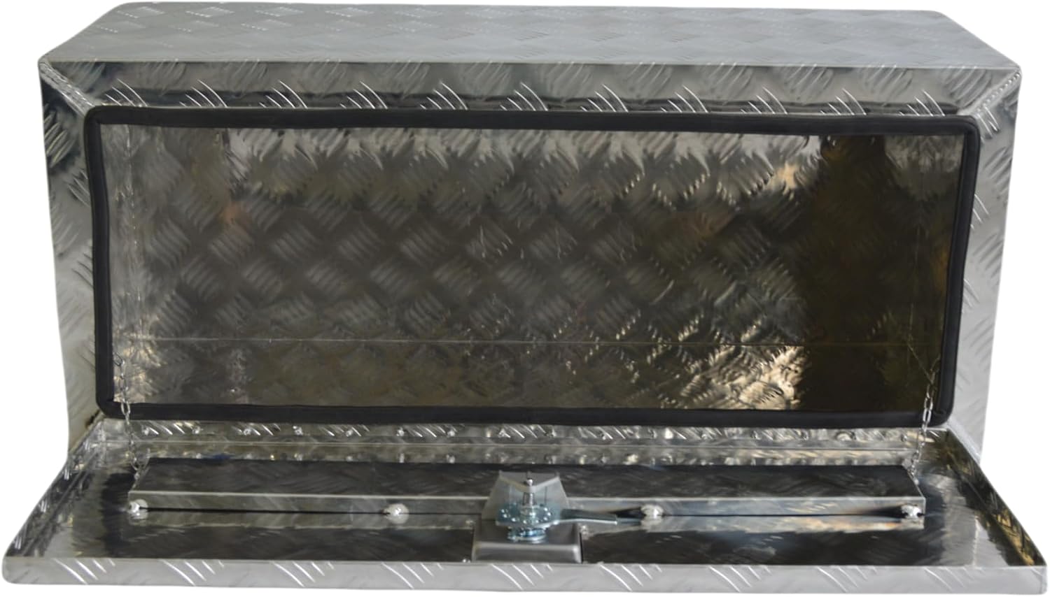 Aluminum Underbody Truck Bed Box 36'×14'×16' Heavy Duty Diamond Plate Toolbox Pickup Storage Boxes with T-Handle Latch and Keys for Storage and Organization Silver