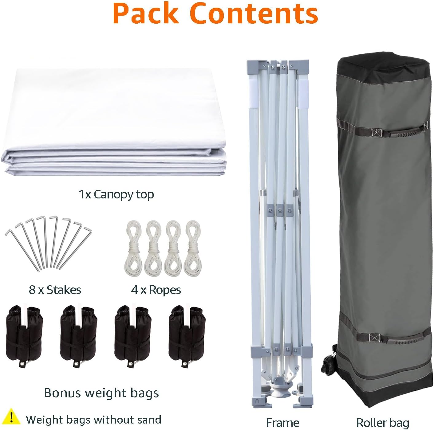 Amazon Basics Outdoor Pop Up 10 x 10 Canopy Tent for Events, Portable with Instant Easy Setup, One-Push, Includes Wheeled Carry Bag, 8 Stakes, 4 Ropes, 4 Weighted Bags, White