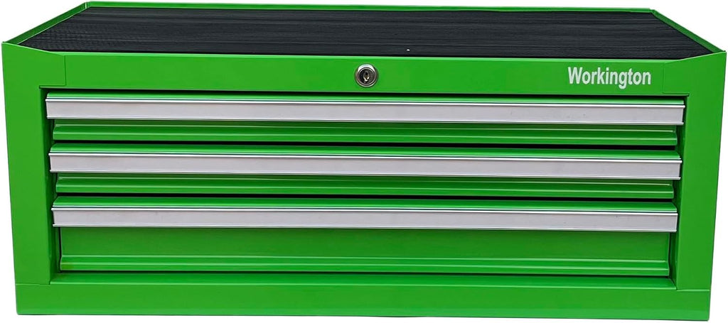 Workington Industrial 3 Drawers Portable Metal Intermediate Box, 26' Middle Tool Chest Cabinet with Ball Bearing Drawer Slides, Steel Tool Storage Box Organizer 4009 Green