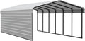 Arrow Carports Galvanized Steel Carport, with 1-Sided Enclosure, Compact Car Metal Carport Kit, 12' x 29' x 7', Eggshell