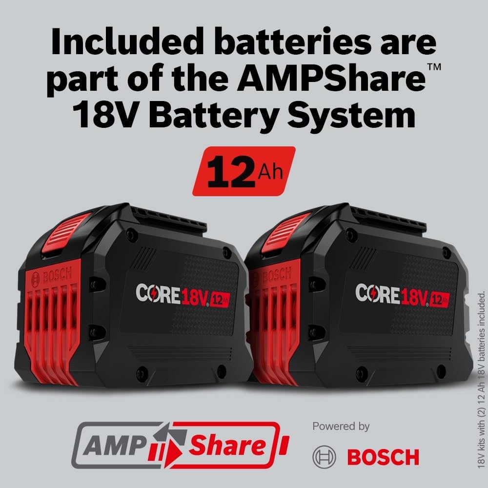 Bosch GXS18V-18N27 18V Starter Kit with (2) CORE18V® 12 Ah High Power Batteries and (1) 18V 16 Amp Battery Turbo Charger