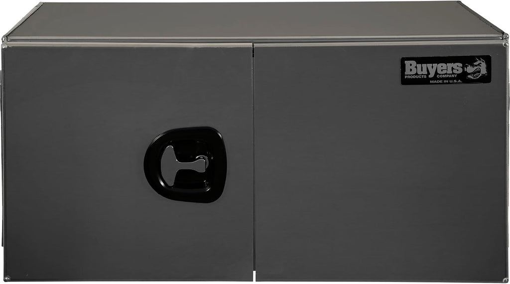 Buyers Products 1705433 Pro Series 24x24x30 Smooth Aluminum Underbody Truck Tool Box, Single Barn Door, Compression Latch, 0.125 in Thick, Rain Gutter & Bulb Seal, Bolt-On Stainless Hinge