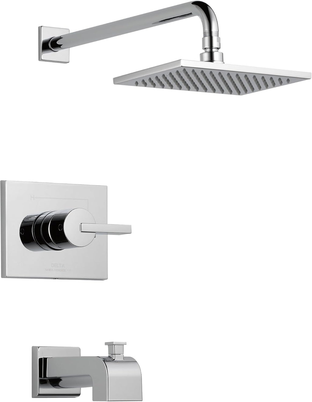 Delta Faucet Vero 14 Series Single-Function Tub and Shower Trim Kit with Single-Spray Touch-Clean Rain Shower Head, Chrome T14253 (Valve Not Included)