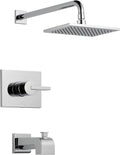 Delta Faucet Vero 14 Series Single-Function Tub and Shower Trim Kit with Single-Spray Touch-Clean Rain Shower Head, Chrome T14253 (Valve Not Included)