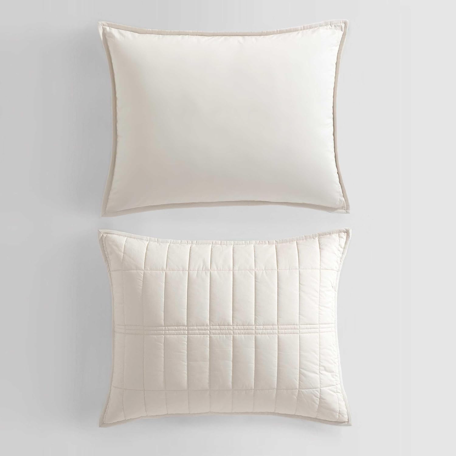 Calvin Klein - Queen Quilt Set, Cotton Percale Weave Bedding with Matching Shams, Crisp & Cool, Oeko-Tex Certified (Washed Percale Light Beige)