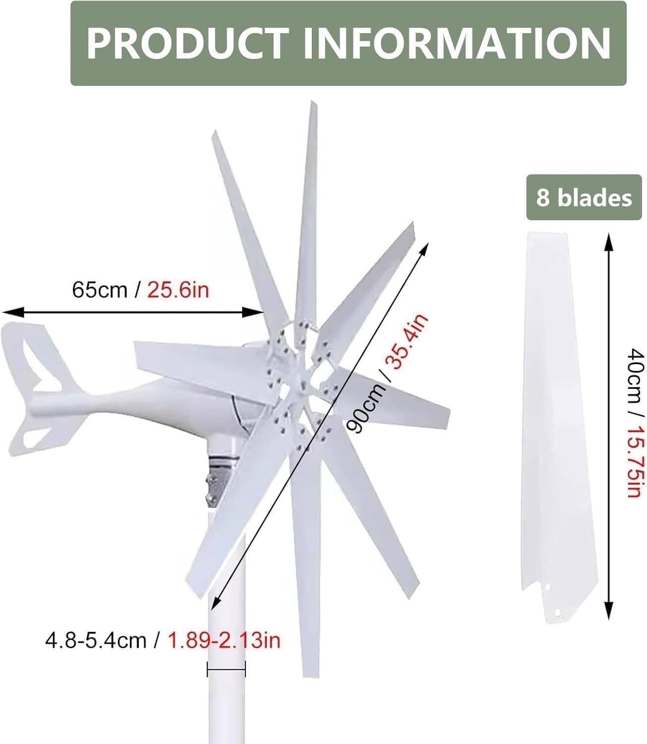 Efficient Wind Turbine Generator,with 8 Blades Vertical Axis Wind Turbines Generator Kit with Solar Wind Hybrid Controller,for Household Power Supply, Road Infrastructure 48V-8000W