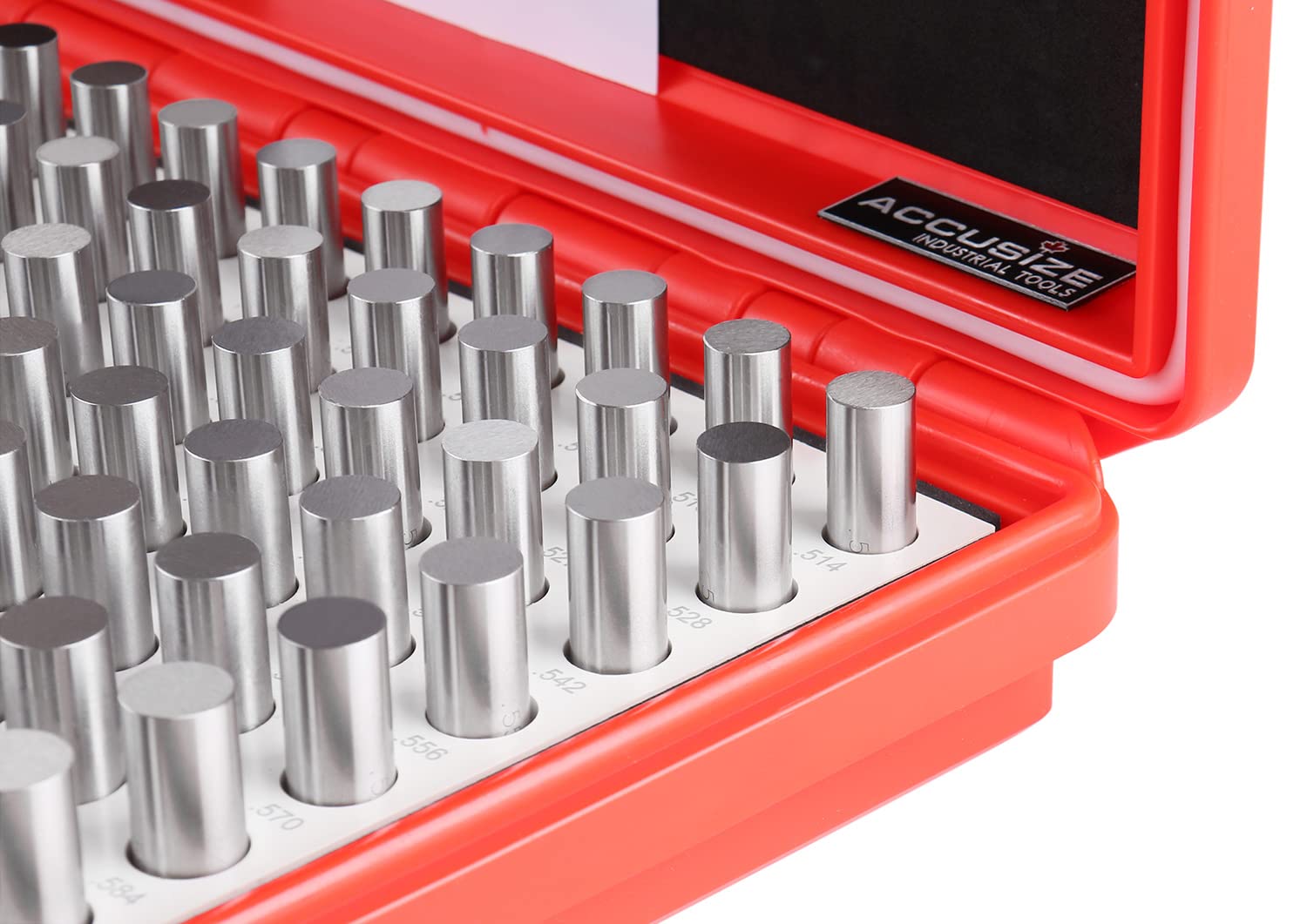 Accusize Industrial Tools 0.501'' to 0.625'' Minus Class Zz Pin Gauge Set, 125 Pcs/Set, 2'' Overall Length, M3(-)