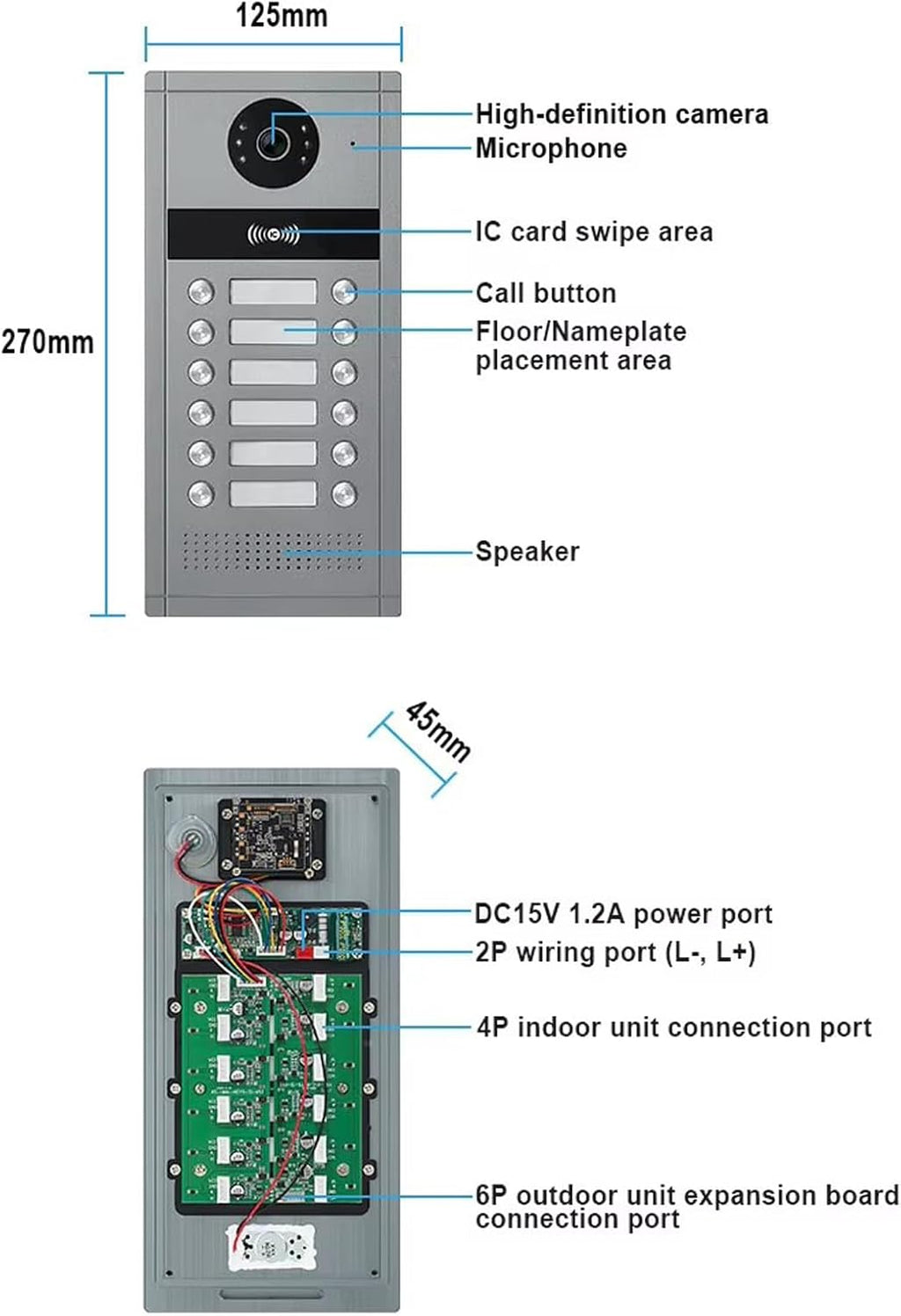 Wired Video Apartment Intercom System,6/12/18/24 Units 7 Inch Monitor 1080P Doorbell Intelligent Doorphone Kit with Motion Detection,Anti-Tamper Alarm,3 in 1 Unlock for Flat House,Tuya (12 Monitor)
