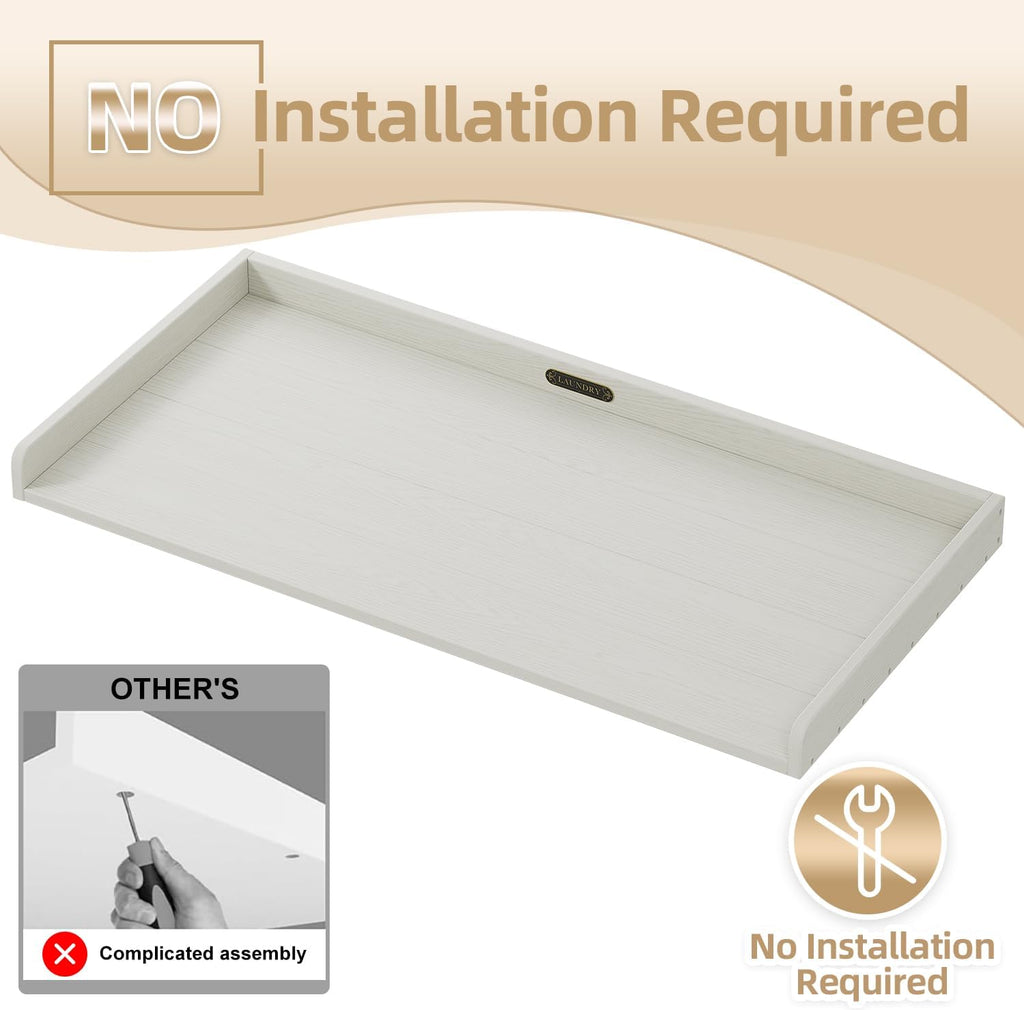 No-Installation HDPE Washer Dryer Countertop, Washer and Dryer Topper Covers for The Top, Laundry Countertop Laundry Room Organization No Water Leakage White