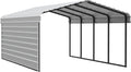 Arrow Carports Galvanized Steel Carport, with 1-Sided Enclosure, Compact Car Metal Carport Kit, 12' x 20' x 7', Eggshell