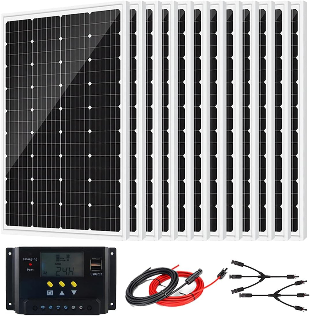 2440 Watts 48V Solar Power System Kit Off Grid Solar Panel Kit with 12pcs 120W Monocrystalline Solar Panel for Cabin,Mobile Home, RV, Boat