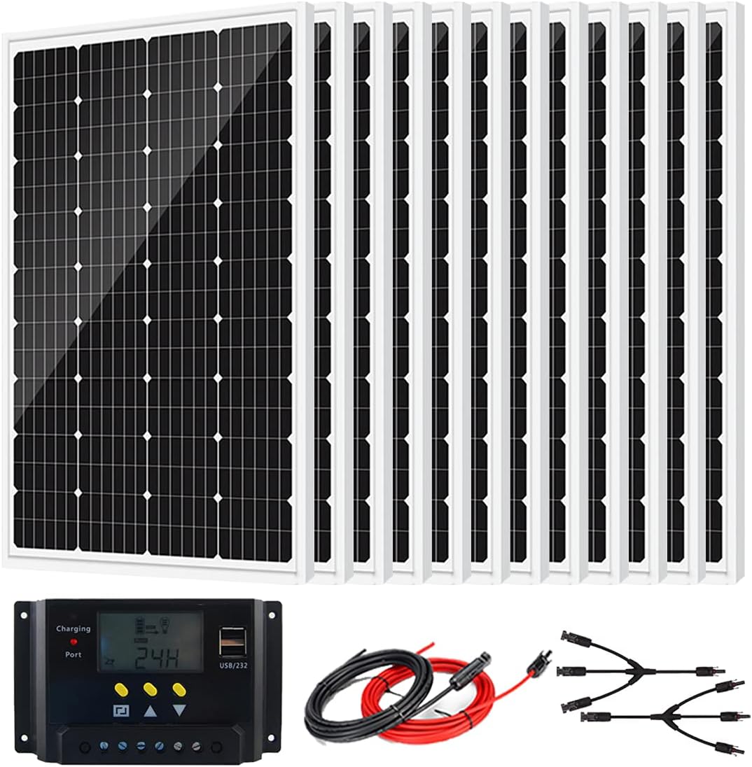 2440 Watts 48V Solar Power System Kit Off Grid Solar Panel Kit with 12pcs 120W Monocrystalline Solar Panel for Cabin,Mobile Home, RV, Boat