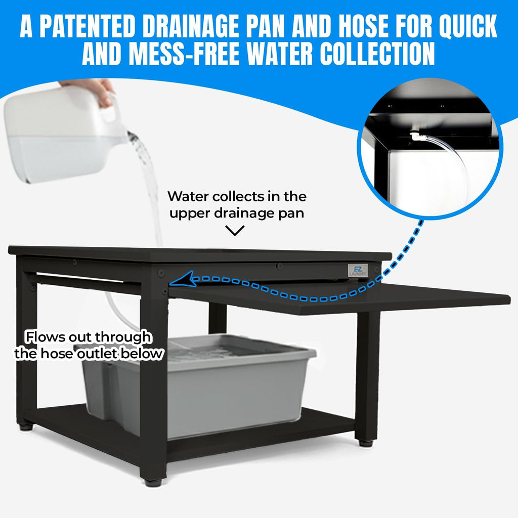 Washer and Dryer Pedestal with Pullout-Shelf - 24' W, 10' H, Black Steel Universal Fit with Major Brands | Laundry Pedestal with Drain Pan & Hose | Washer Stand for Back Pain Relief, 800 lbs Capacity