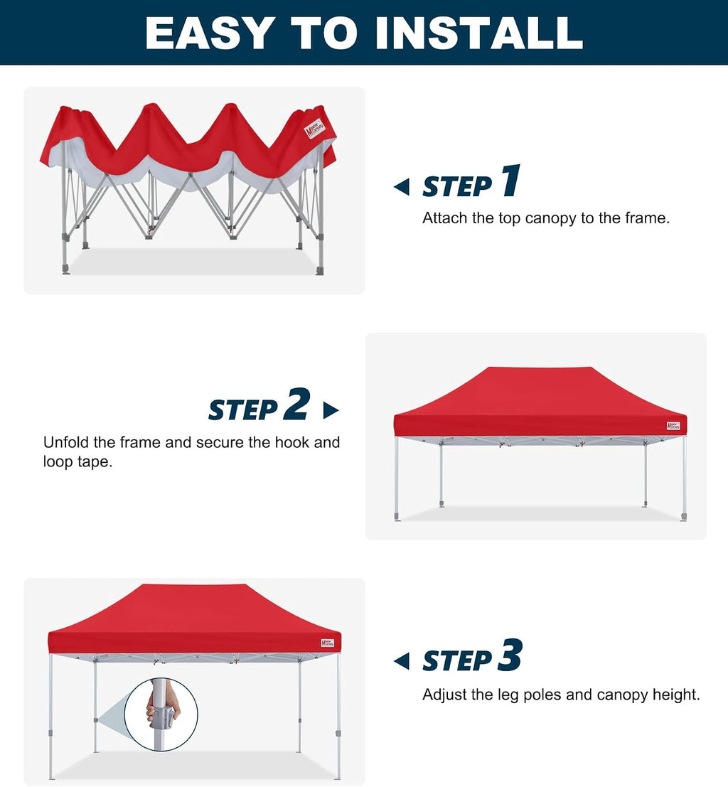 MASTERCANOPY Pop Up Canopy Tent Commercial Grade 10x15 Instant Shelter (Red)