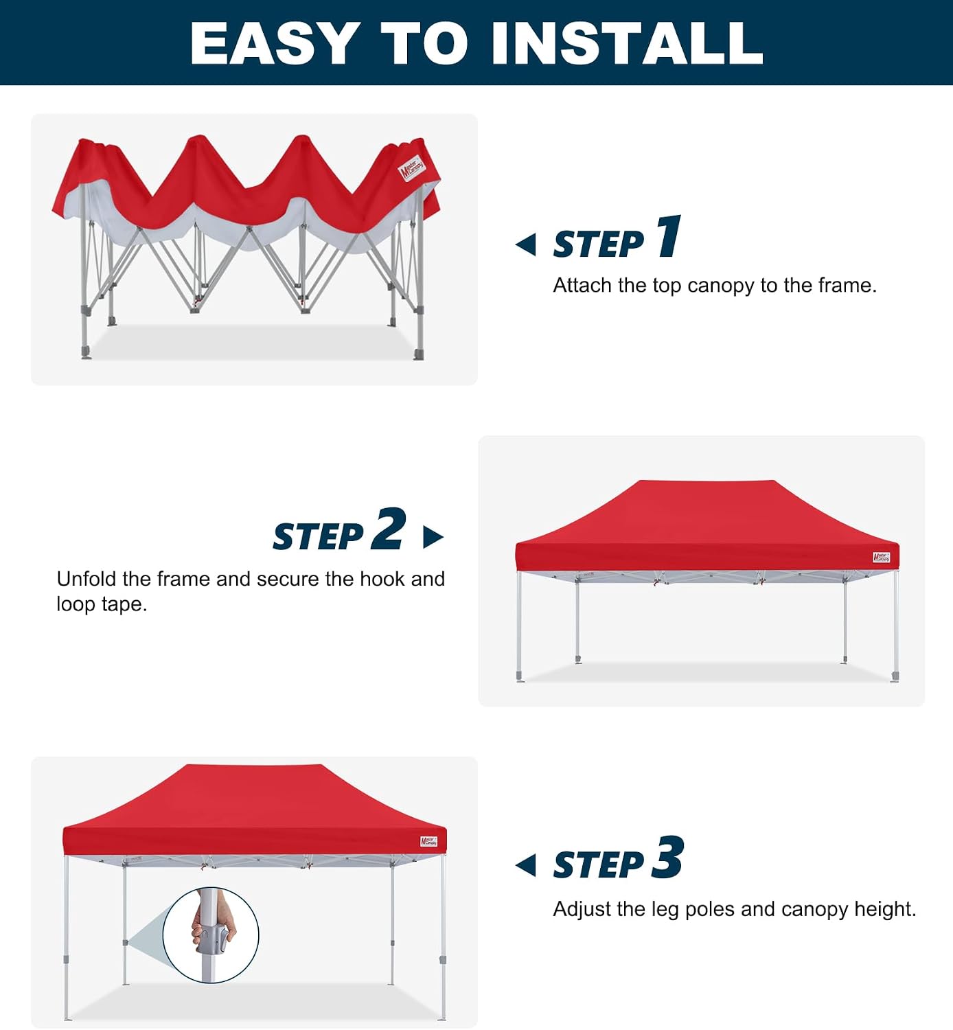 MASTERCANOPY Pop Up Canopy Tent Commercial Grade 10x15 Instant Shelter (Red)