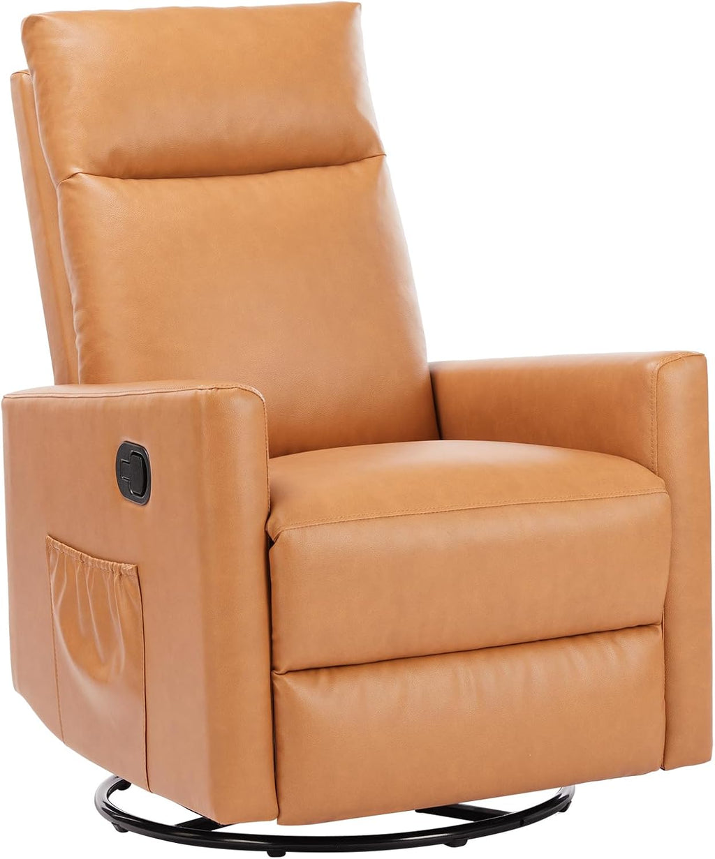 Sweetcrispy Recliner Chair, 360 Swivel Rocker Chair for Adults, Glider Rocker Recliners, Nursery Chairs for Living Room, High Back, Upholstered Deep Seat, Classical Brown