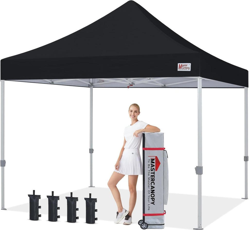 MASTERCANOPY Pop Up Canopy Tent Commercial Grade 10x10 Instant Shelter (Black)
