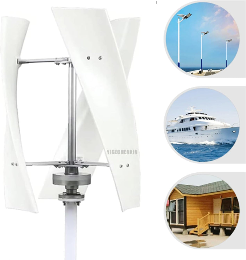 3000W/5000W/6000W Noiseless Wind Turbine Generator,12V 24V 48V 220V W/Controller & 3 Blades AC Permanent Magnet Generator Wind Turbine Kit for Outdoor Use