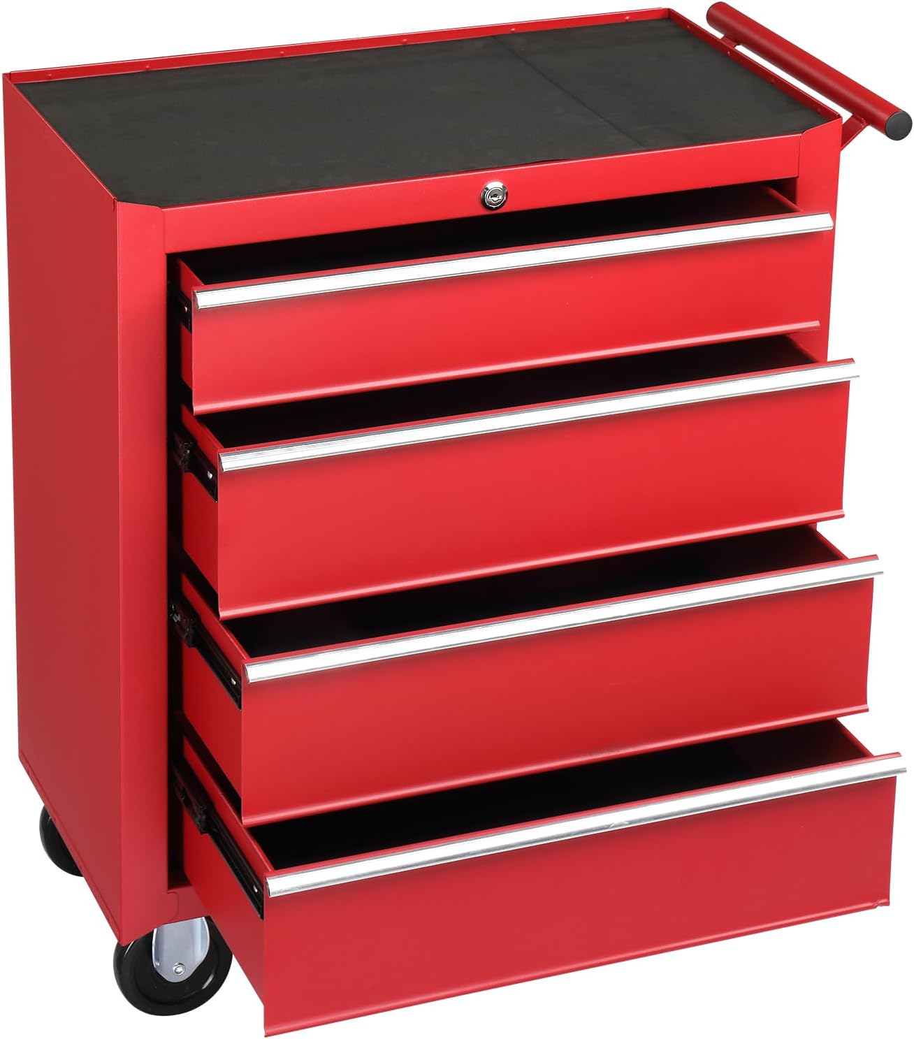 Vasitelan Tool Chest, 4 Drawers Rolling Tool Chest with Wheels, Portable Rolling Tool Box on Wheels, Tool Chest Organizer for Garage, Workshop, Home Crafts Use (Red)