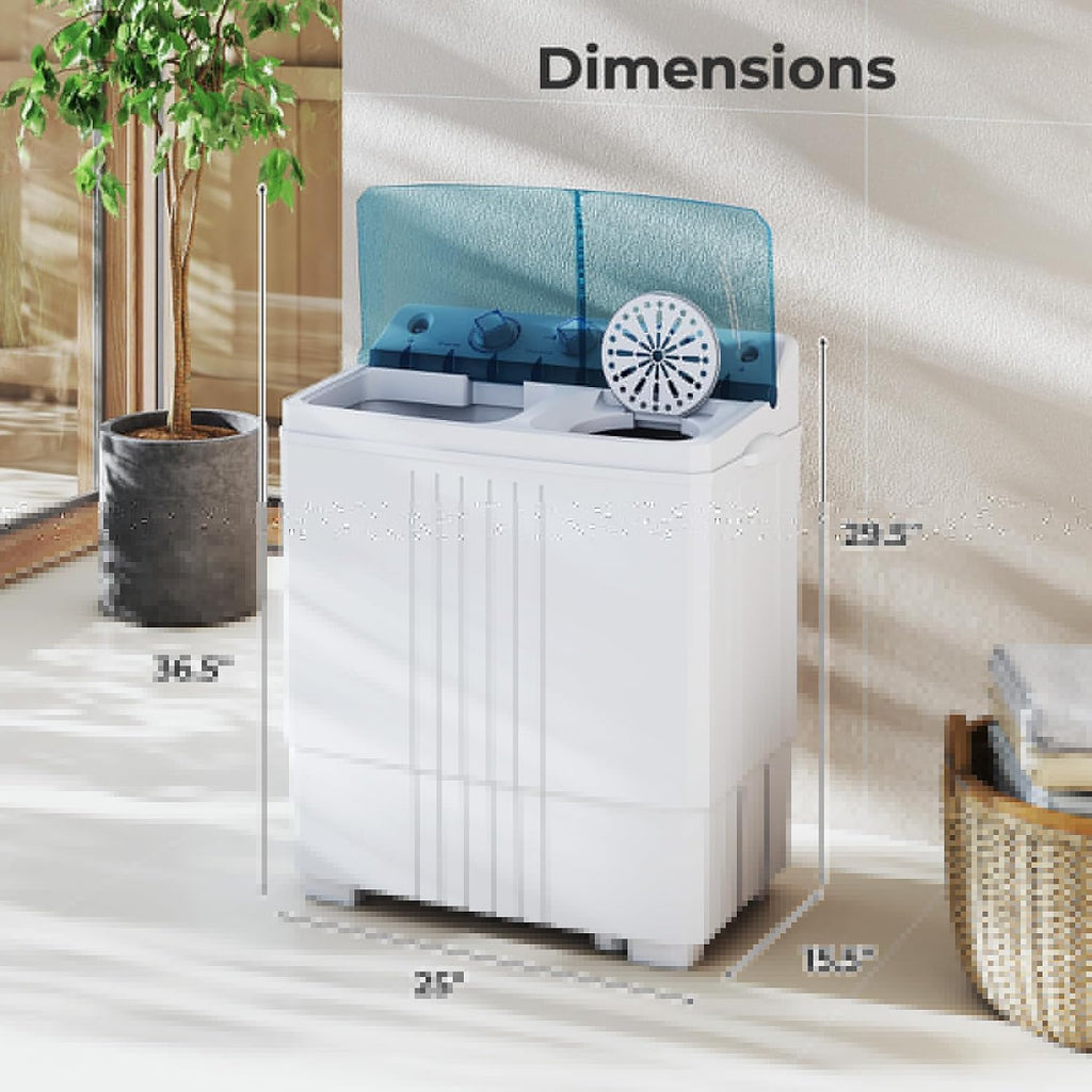Giantex Washing Machine, 20Lbs Capacity, Washer and Spinner Combo, Portable Compact Twin Tub 12Lbs Washing and 8Lbs Spinning, Inlet and Drain Hose, Laundry Washer for Apartment RV Dorm