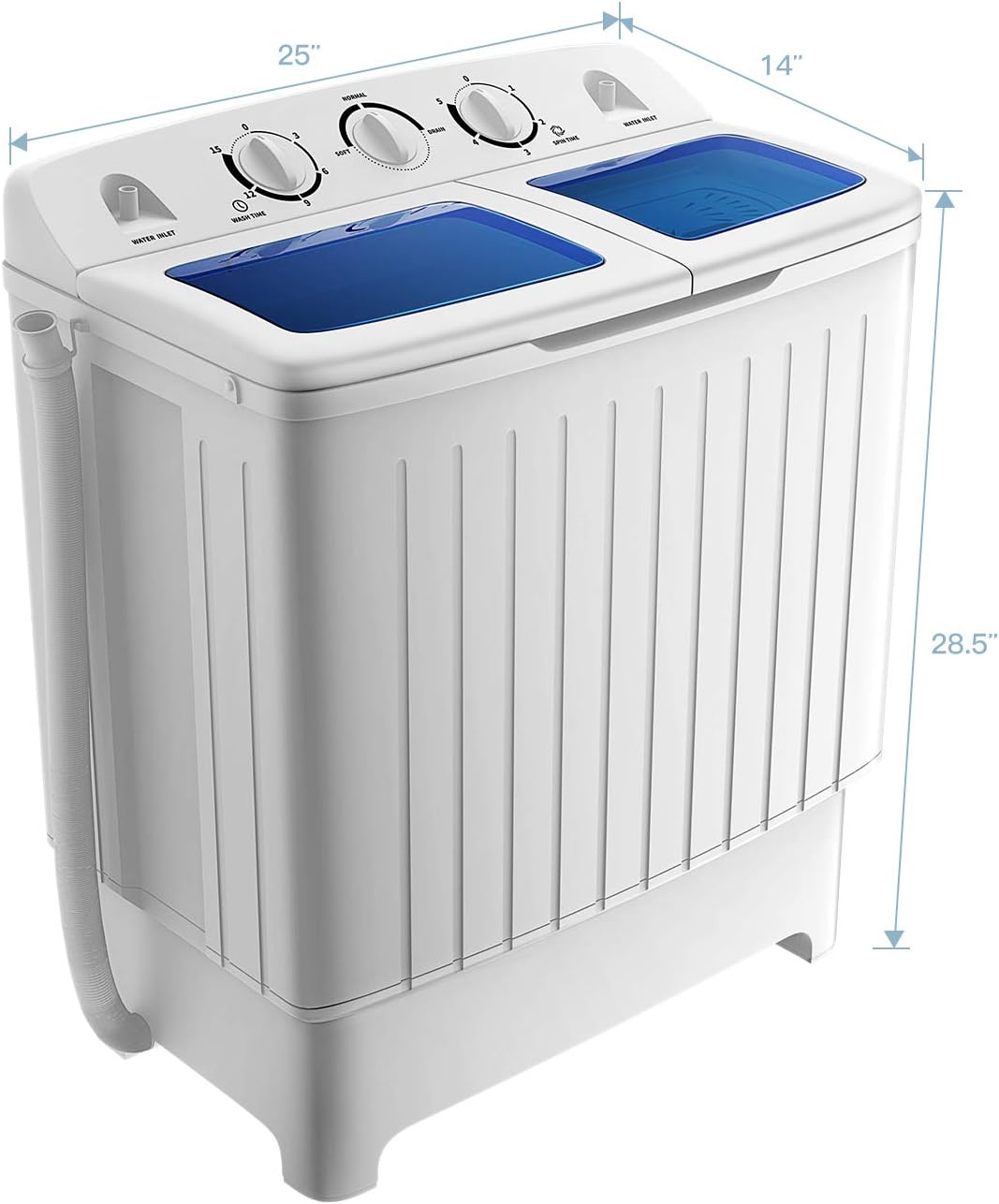 Giantex Portable Washing Machine, 20lbs Capacity, Twin Tub 2lbs Washer & 8lbs Spinner Combo, Compact for Apartment RV Dorms, Blue & White, GT24267-PE