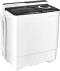 Giantex Washing Machine Semi-automatic, Twin Tub Washer with Spin Dryer, 26lbs Capacity, Built-in Drain Pump, Portable Laundry Washer, Compact Washing Machine for Apartment, Dorm and RV (White+Gray)