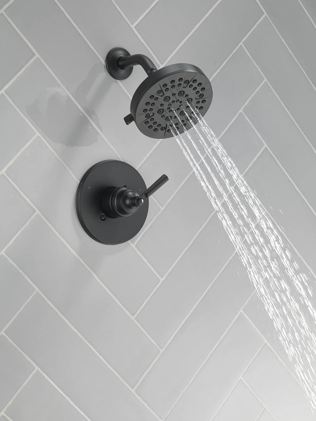 Delta Saylor 14 Series 5-Setting Shower Faucet Set, Matte Black Shower Head and Handle Set, Valve Trim Kit, Matte Black T14235-BL (Valve Not Included)