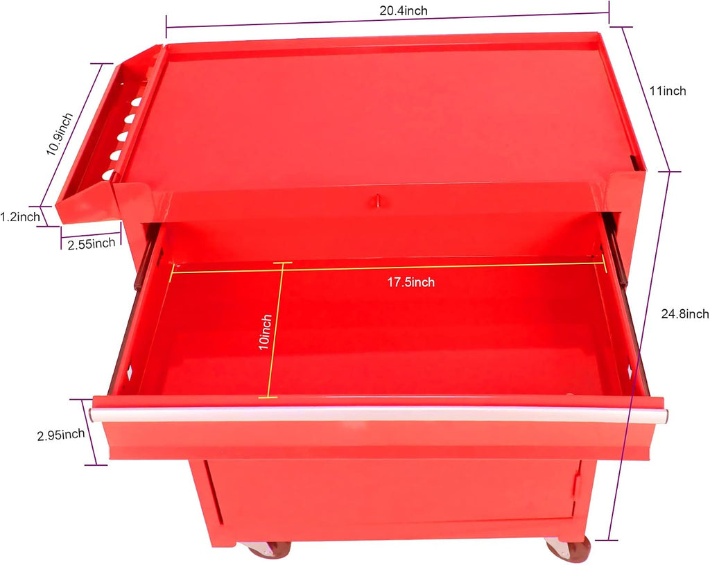 5-Drawer Rolling Tool Chest with Wheels,Tool Cabinet on Wheels with Keyed,Multifunctional Tool Cart on Wheels,Tool Storage Organizer Cabinets for Garage,Warehouse, Repair Shop (Red)