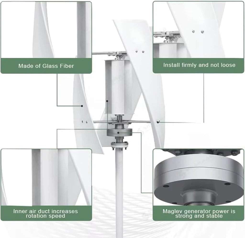 Vertical Wind Turbine Generator for Home 12V 24V 48V 220V with MPPT Low Noise, energy efficient wind power for Farm Garden for Marine,RV,Home,Windmill Generator 15000W-220V