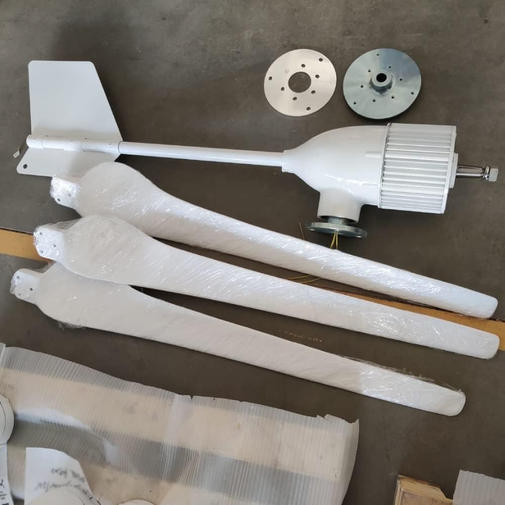 Wind Turbine Generator, 3000W 24V 48V 96V 3 Blades Horizontal Wind Turbine Generator Windmill with MPPT Charger Controller and Off Grid Inverter,Generator Motor(24V)