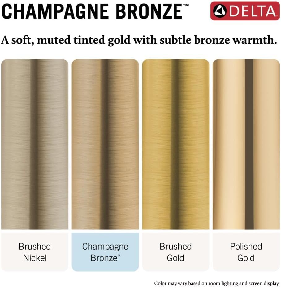 Delta Nicoli 14 Series H2Okinetic Shower Faucet Set, Brushed Gold Shower Head and Handle Set, Valve Trim Kit, Champagne Bronze 142749-CZ (Shower Valve Included)