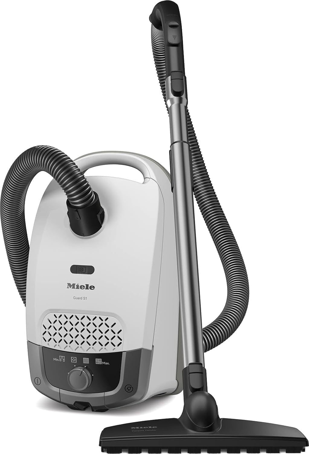 Miele Guard S1 Parquet Flex Bagged Canister Vacuum Cleaner with AirClean Plus Filter, Parquet Twister Brush, FiberTeQ Universal Floorhead & XL Flexible Crevice Tool – Brilliant White