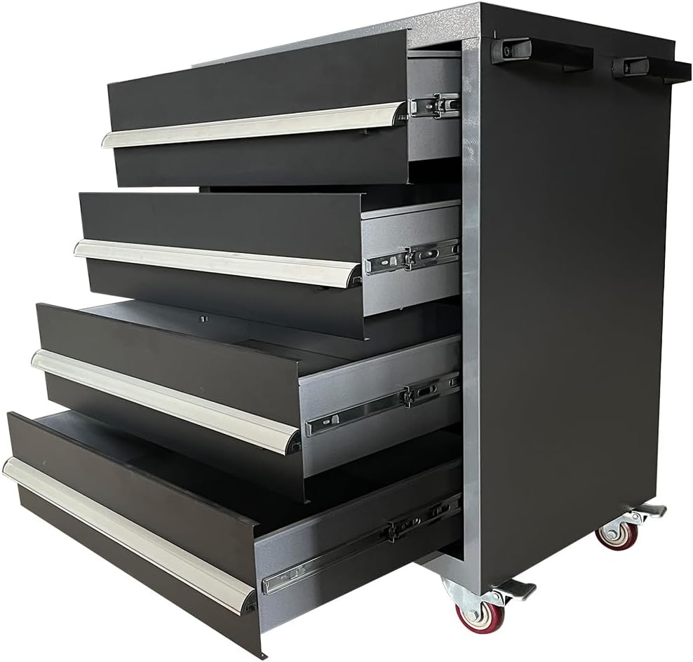 JZD Tool Chests with 4-Drawer Rolling Tool Storage Cabinet,Lock Garage Tool Box on Wheels