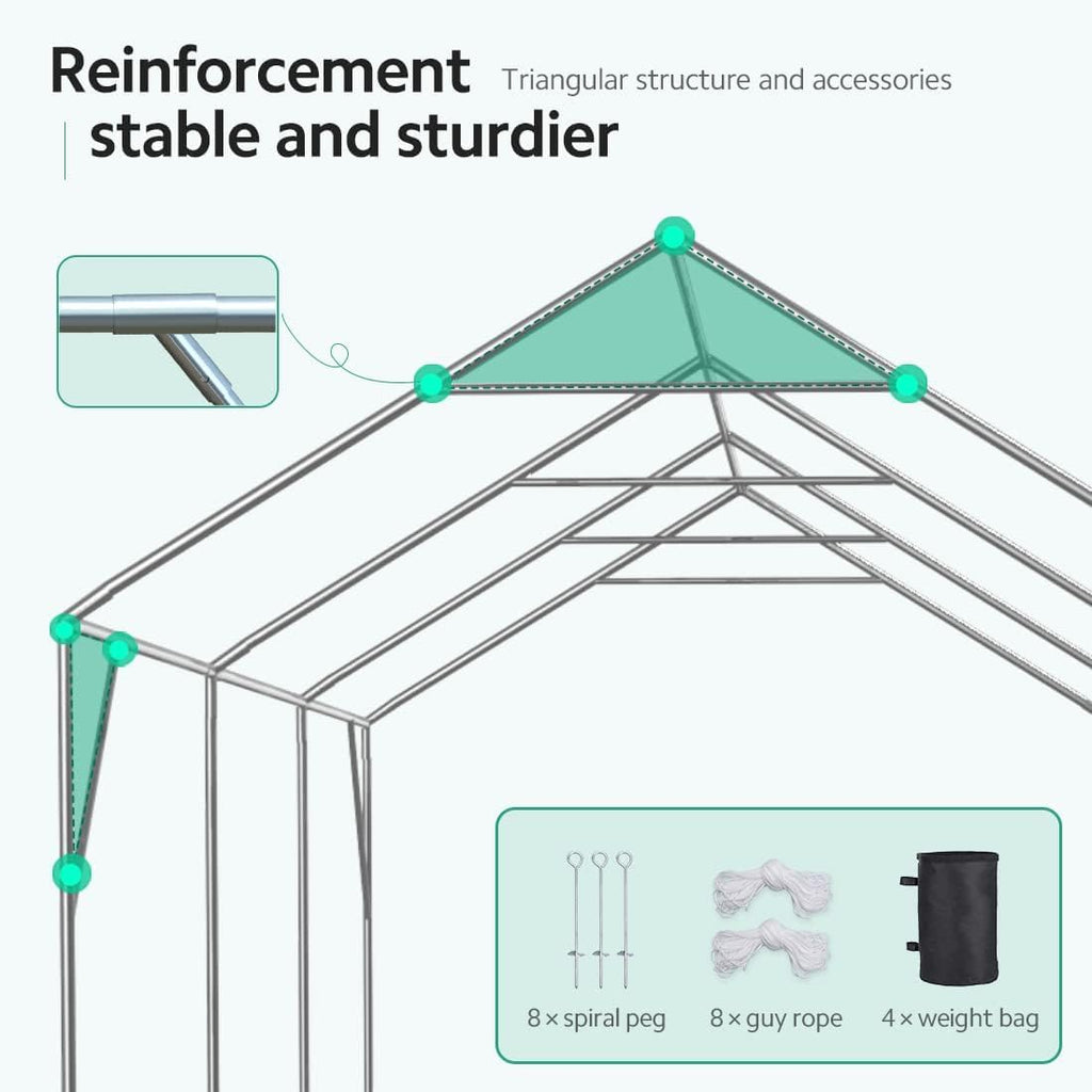 ADVANCE OUTDOOR 12x20 ft Canopy Garage Heavy Duty Carport Car Boat Shelter Party Tent, Adjustable Peak Height from 9.5ft to 11ft, Green