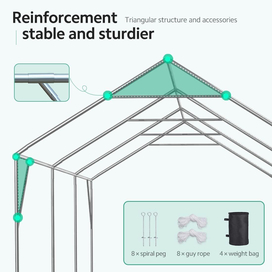 ADVANCE OUTDOOR 12x20 ft Canopy Garage Heavy Duty Carport Car Boat Shelter Party Tent, Adjustable Peak Height from 9.5ft to 11ft, Green