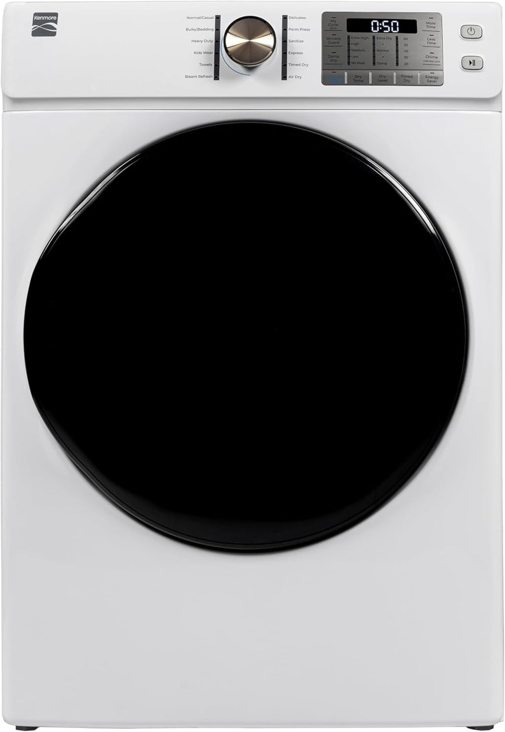 Kenmore 8.0 cu. ft. Front Load Electric Dryer with Wrinkle Guard & Accela Steam to Reduce Wrinkles, Static & Odors - Smart Sensor Drying - LED - ENERGY STAR Certified - White