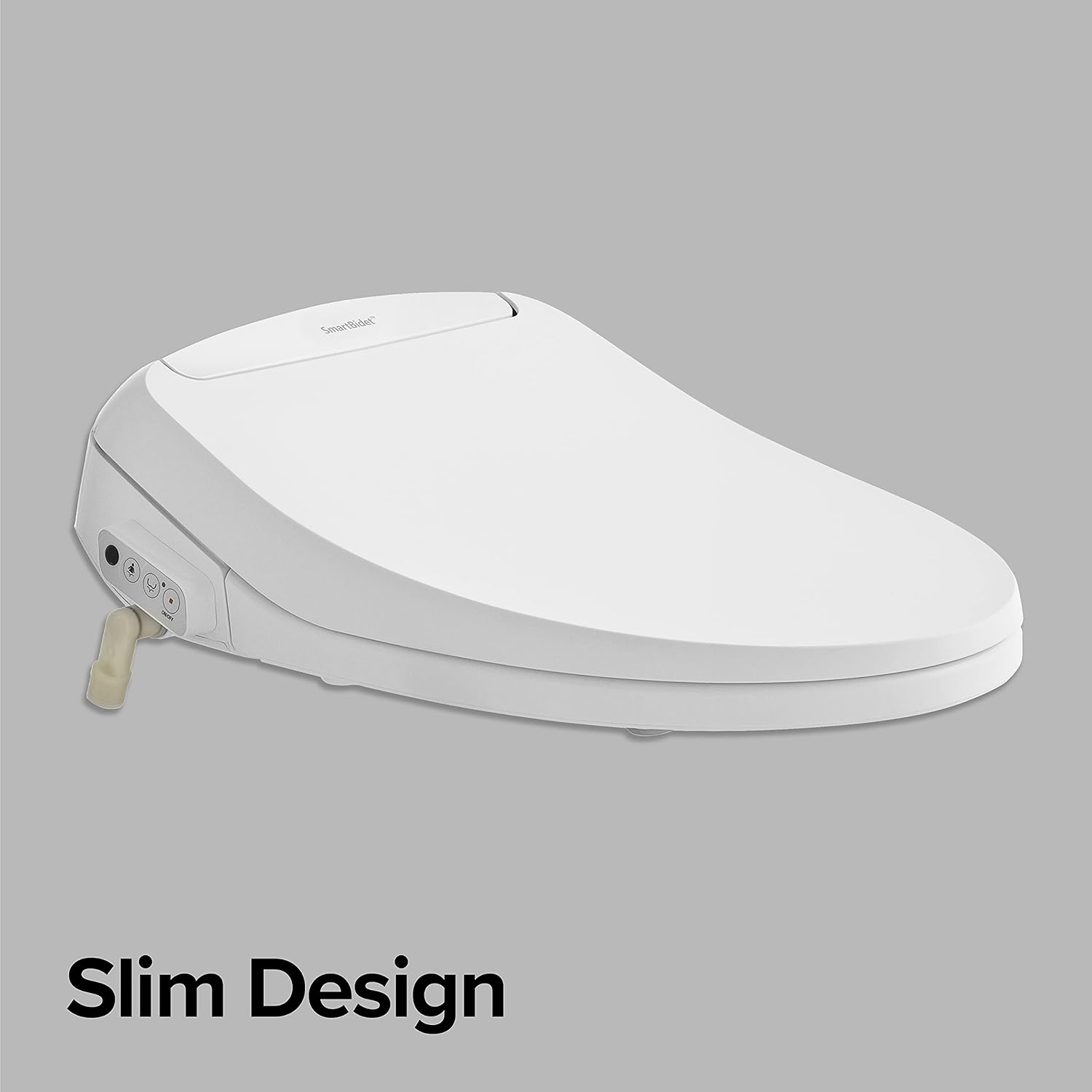 SmartBidet® SB-100R Electric Smart Bidet Seat for Elongated Toilets with Remote Control, Stainless Steel Nozzle with Removable Nozzle Cap, Slim