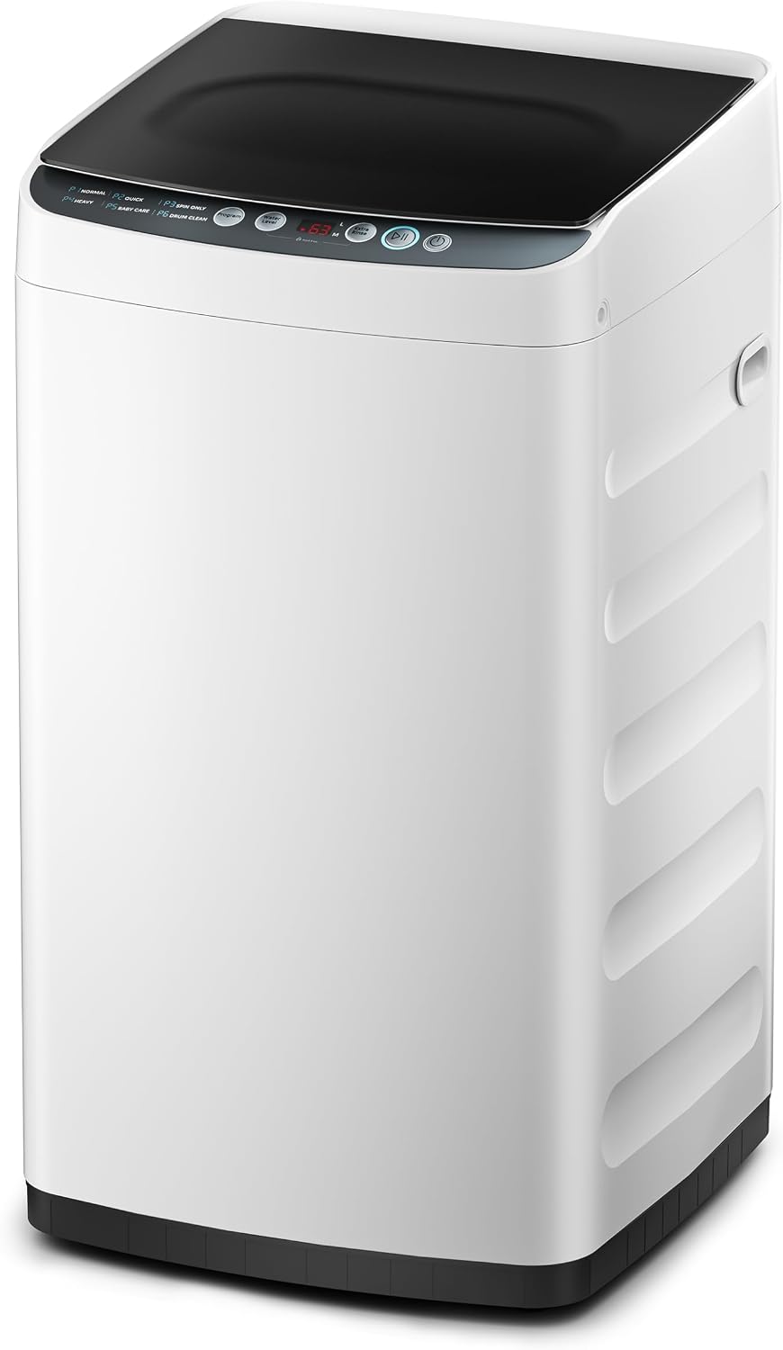 Midea Portable Washing Machine, 0.9 cu. ft with 6 Cycles, Drum Clean, Quick, Stainless Steel Tub, Transparent Lid, LED Display Washing Machine, White