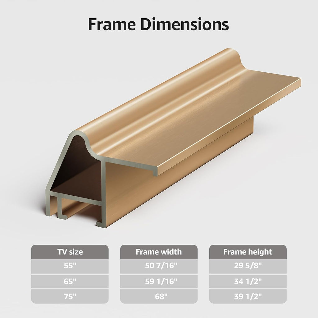 TV Frames 55' Deco Alloy Bezel Only for Samsung The Frame TVs, Modern & Minimalist Styles from TV to Art, Interchangeable Bezels for Home Decor, Easy Installation (Fits 2021-2025 Frame TVs)