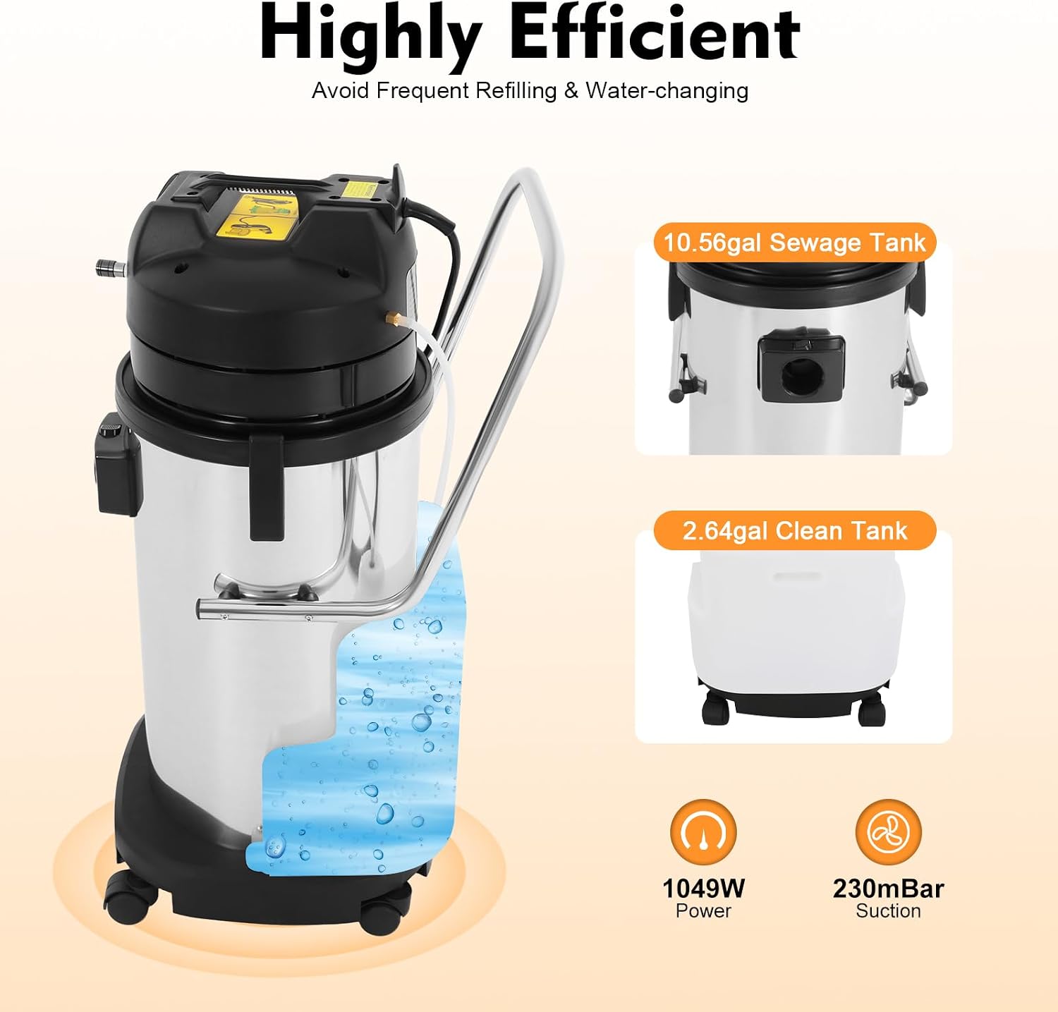40L Commercial Carpet Cleaning Machine, 3 in 1 Carpet Spraying Floor Brush Cleaner Extractor Vacuum Washing Machine, 1000W Portable Sofa Curtains Cleaner (2 Packages)